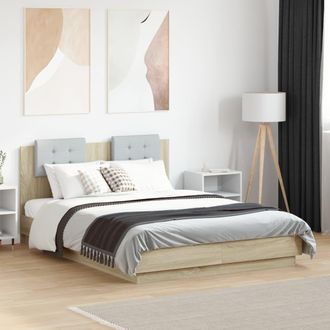 vidaXL Vidaxl - Estructura Cama Con Cabecero Luces Led Roble Sonoma 120x190 Cm