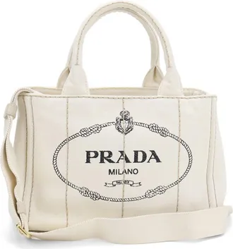 Prada White Cotton Canvas Tote Bag (Pre-Owned)