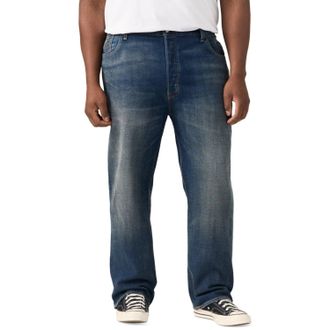 Levi's 501 Jeans Mens Blue Wash Straight Leg Button Fly POSH044