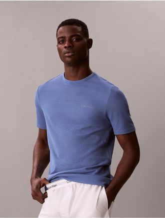Calvin Klein Mens Pique Crewneck Sleep T-Shirt - Blue - XL