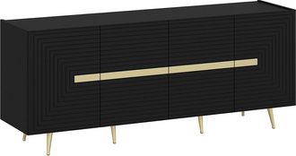 Vente-Unique Aparador con 4 puertas de MDF - Negro y dorado - MOLYA de Pascal MORABITO