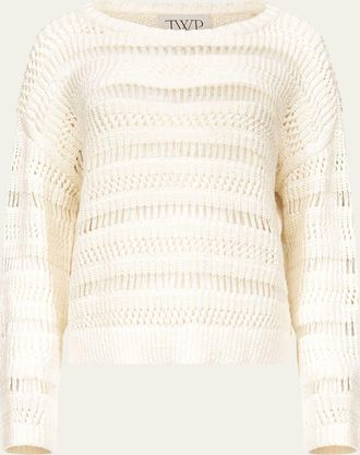 TWP Wide-Neck Open Stitch Sweater