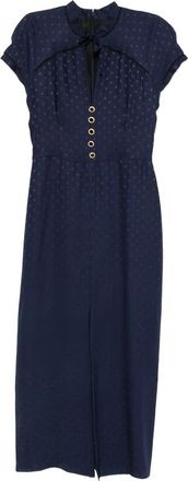 Alessandra Rich Star-print Tie-neck Midi Dress