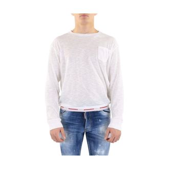Dsquared2 Long Sleeve T-Shirts, male, White, S, Long Sleeves Top for Men