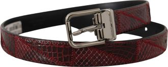 Dolce & Gabbana Rode Exotische Leren Riem met Metalen Logo Gesp