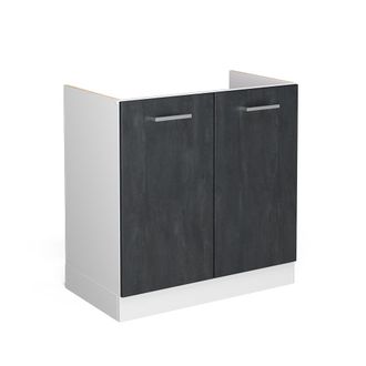 Vicco Armario Bajo Para Fregadero R-line, Hormig&oacute;n Negro, 80 Cm Sin Encimera, Vicco