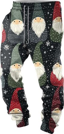 Generic Mens Christmas Jogging Bottoms Xmas Sweatpants Long Cargo Pants with Drawstring Loungewear Regular Fit for Workout