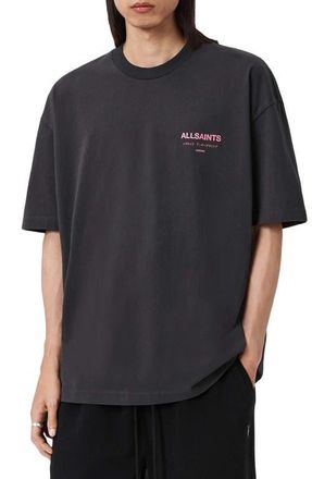 AllSaints Underground Oversize Graphic T-Shirt in Washed Black/Pink at Nordstrom, Size X-Large