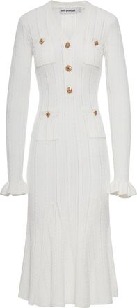 Self Portrait MIDI DRESS IN WHITE OPENWORK KNIT - Self-portrait - Woman