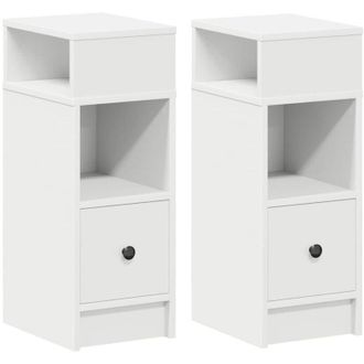 vidaXL Bedside Cabinets 2 pcs with Drawer White 25x31x66 cm Vidaxl