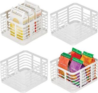 mDesign Metal Pantry Basket with Handles - Set of 4 - Matte White at Nordstrom