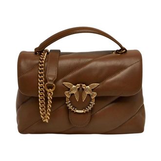 Pinko Puff Classic New Buckle - Dames - Schoudertassen - Bruin - ONE Size - Katoen - Tassen
