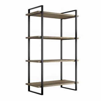 Emuca Kit De Estanter&iacute;a Lader Con Estructura Y Estantes, Altura 1150mm, Acero, Pintado Negro Y Madera - Emuca