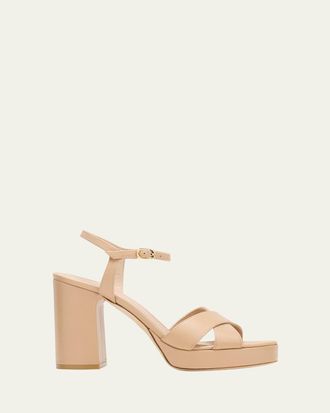Stuart Weitzman Dayna Leather Crisscross Platform Sandals