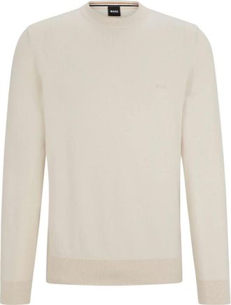 HUGO BOSS Klassieke Crewneck Sweater - Heren - Ronde hals truien - Beige - S - Truien & Vesten