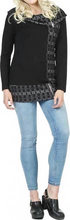 Papillon Boat Neck Sweater With Zip Detail Off Shoulder In Black