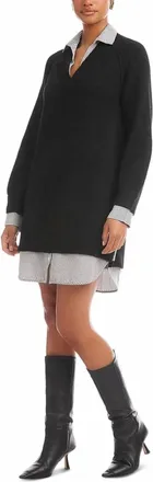Fifteen Twenty Carrie Mixed Media Dress In Black