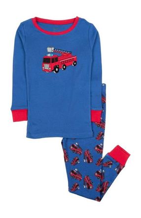Leveret Kids Cotton Two-Piece Printed Pajamas, Vehicles & Machines in Fire Truck at Nordstrom, Size 3T