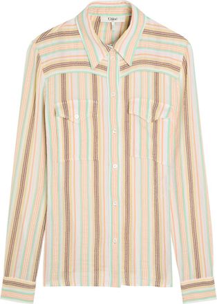 Chloé Striped-jacquard Cotton Shirt - White - 40 (UK12 / M)