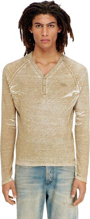 Diesel Henley jumper with faded reverse print - Knitwear - Man - Brown