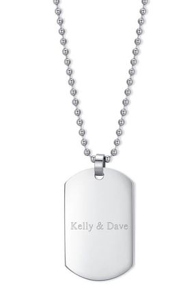 Brook & York Mens Engravable Stainless Steel Dog Tag Necklace in Silver at Nordstrom