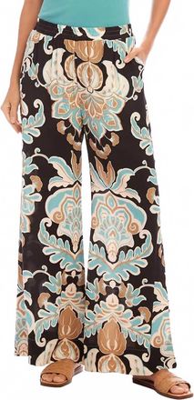 Karen Kane Wryn Wide Leg Pants In Damask Floral Print