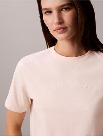 Calvin Klein Jeans Calvin Klein Womens Felt Logo Graphic Classic T-Shirt - Light/Pastel Orange - XL