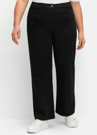 Sheego Stretch-Hose SHEEGO, Damen, Gr. 42, Normalgr&ouml;ssen, schwarz, 98% Baumwolle, 2% Elasthan, unifarben, Hosen Stretch-Hose