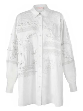 Carolina Herrera embroidered oversized shirt - women - Cotton/Polyurethane - 10 - White