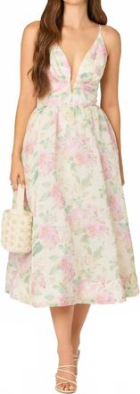 Astr Janna Floral Midi Dress In Pink Ivory