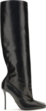 Dolce & Gabbana Black Calf Leather Bos Taurus High Heel Womens Boots