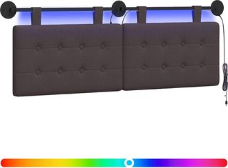 vidaXL Cabecero Colgante Con Luz Led Marr&oacute;n Oscuro Tela Vidaxl