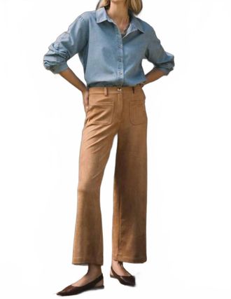 Skies Are Blue Clothing Faux Suede Wide Leg Pants In Dark Brown