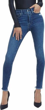 Good American Raw Hem Skinny Leg Jeans In Indigo