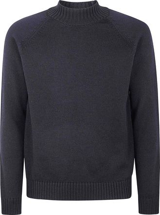 Zanone Stockinette Stitch Slim Fit mock Neck Sweater