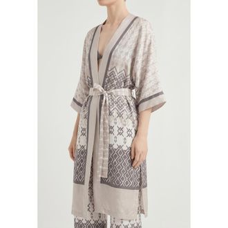 Brunello Cucinelli Womens Beige Patterned Silk Shirt, Size XXS