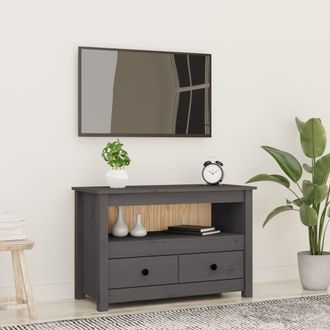 vidaXL Vidaxl - Mueble De Tv De Madera Maciza De Pino Gris 79x35x52 Cm