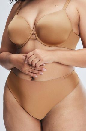 Savage x Fenty Microfiber No-Show Thong in Sweet Latte Nude at Nordstrom, Size X-Large