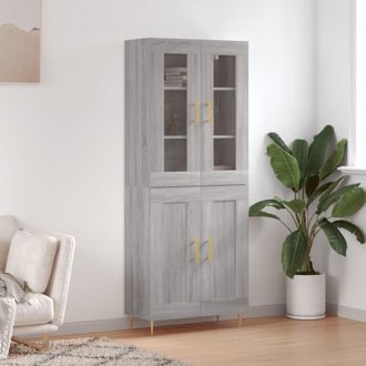 vidaXL Aparador Alto Madera Contrachapada Gris Sonoma 69,5x34x180 Cm Vidaxl