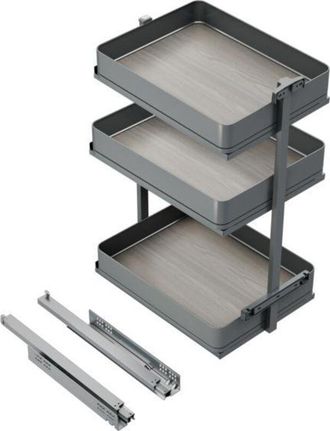 Emuca Emuca Carro Extra&iacute;ble Harmony Con Cierre Suave, M&oacute;dulo Ancho 400mm Alto 800mm, Acero Y Madera, Gris Antracita