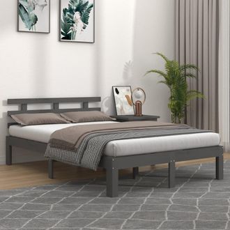 vidaXL Vidaxl - Estructura De Cama Doble Sin Colch&oacute;n Madera Gris 150x200 Cm