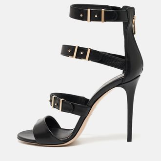 Le Silla Black Leather Minerva Strappy Sandals