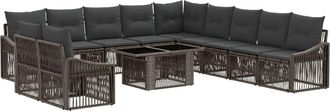 vidaXL Conjunto De Sof&aacute;s De Jard&iacute;n 12 Uds. Gris Y Gris Oscuro Vidaxl