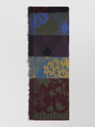 Dries Van Noten wool alpaca patchwork floral geometric abstract scarf