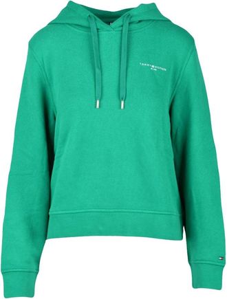 Tommy Hilfiger Hoodies & sweatvesten, Dames, Groen, XL, Katoen, Cropped Hoodie