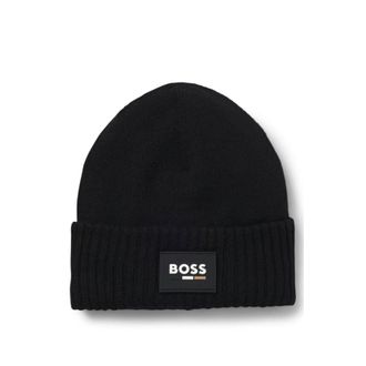 BOSS Kids beanie hat with silicone logo label