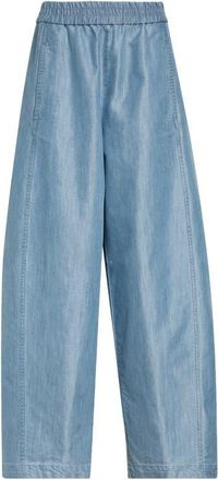 Emporio Armani Wide Leg Trousers in Denim at Nordstrom, Size 48