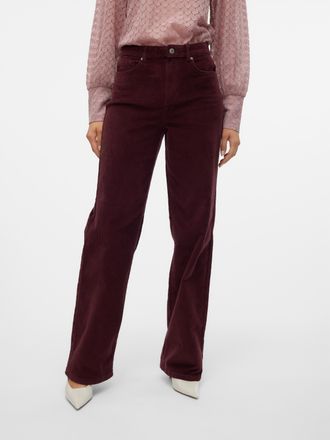 Vero Moda Cordhose VERO MODA VMTESSA HR WIDE CORDUROY PANTS GA NOOS, Damen, Gr. 26, L&auml;nge 32, winetasting, Cord, Obermaterial: 98% Baumwolle, 2% Elasthan, unifa