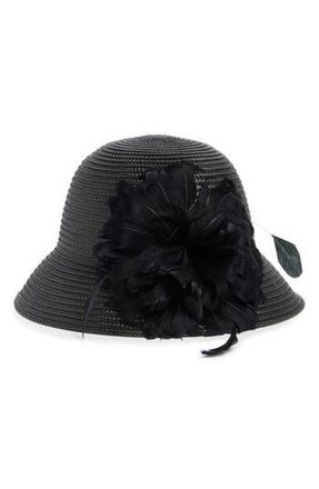 Collection XIIX Braid Feather Bow Cloche in Black at Nordstrom Rack