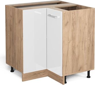 Vicco Armario De Esquina R-line, Blanco Alto Brillo, 75.6 Cm Sin Encimera